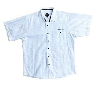 Blanc du Nil France Men’s LARGE Short Sleeve Button-Up Shirt 100% Cotton White